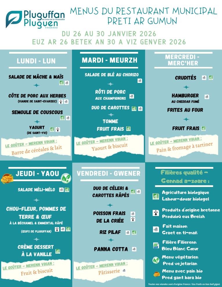 18 Menus du restaurant municipal semaine du 26 au 30 janvier 2026 01