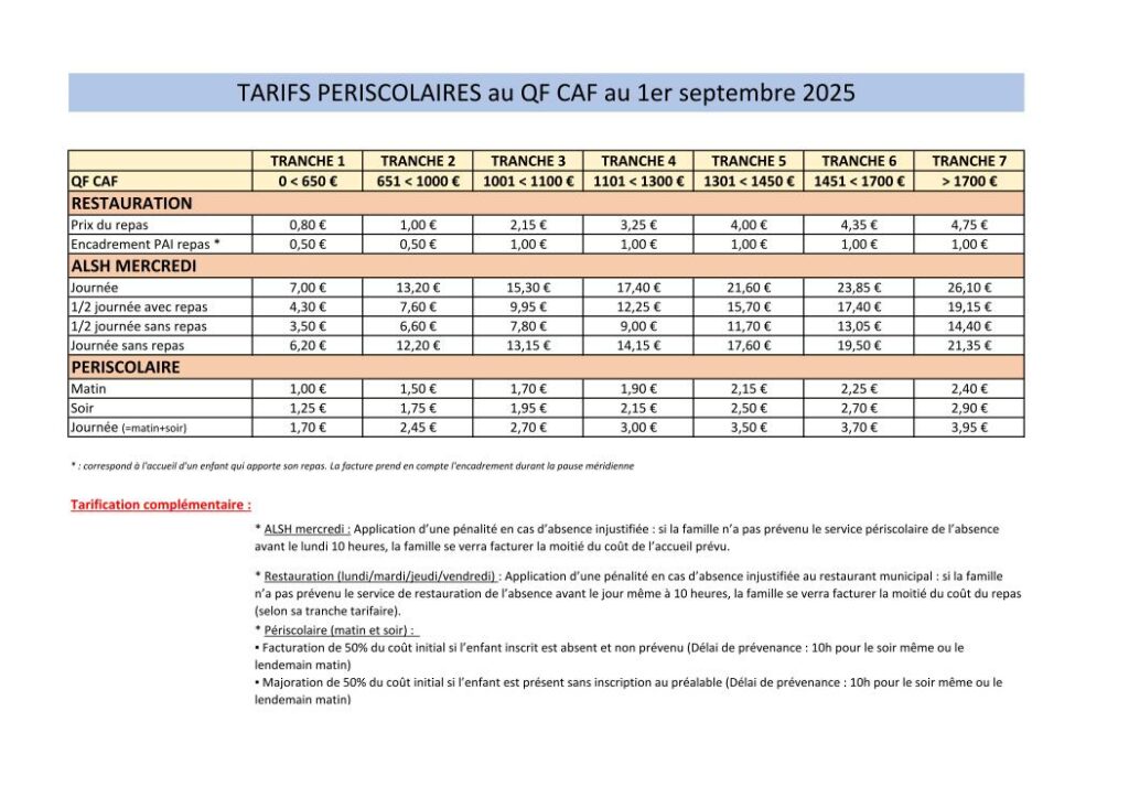 Grille tarifaire 2025 2026 pour site internet 01