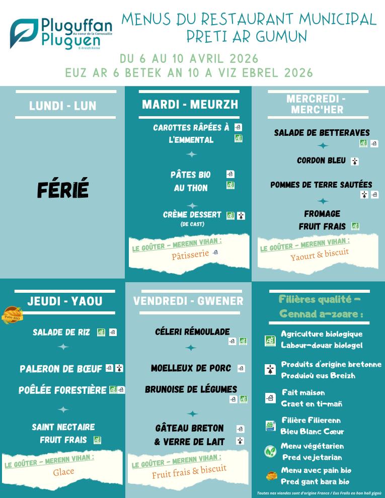 26 Menus du restaurant municipal semaine du 6 au 10 avril 2026 01