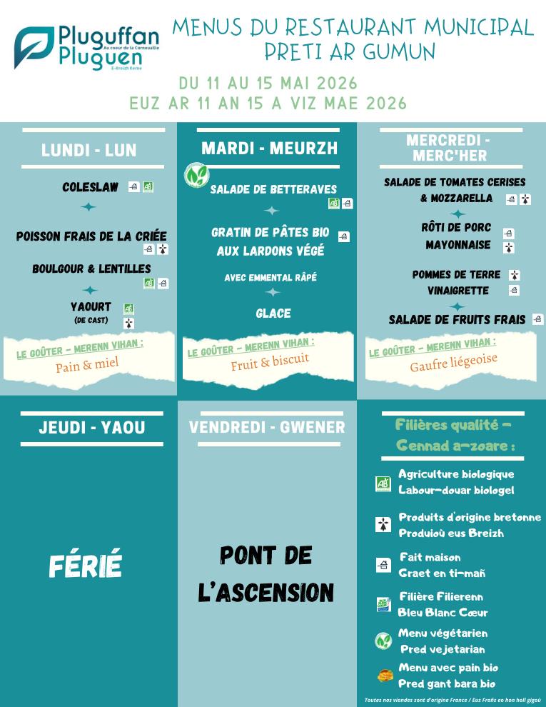 29 Menus du restaurant municipal semaine du 11 au 15 mai 2026 01 29 Menus du restaurant municipal semaine du 11 au 15 mai 2026 01